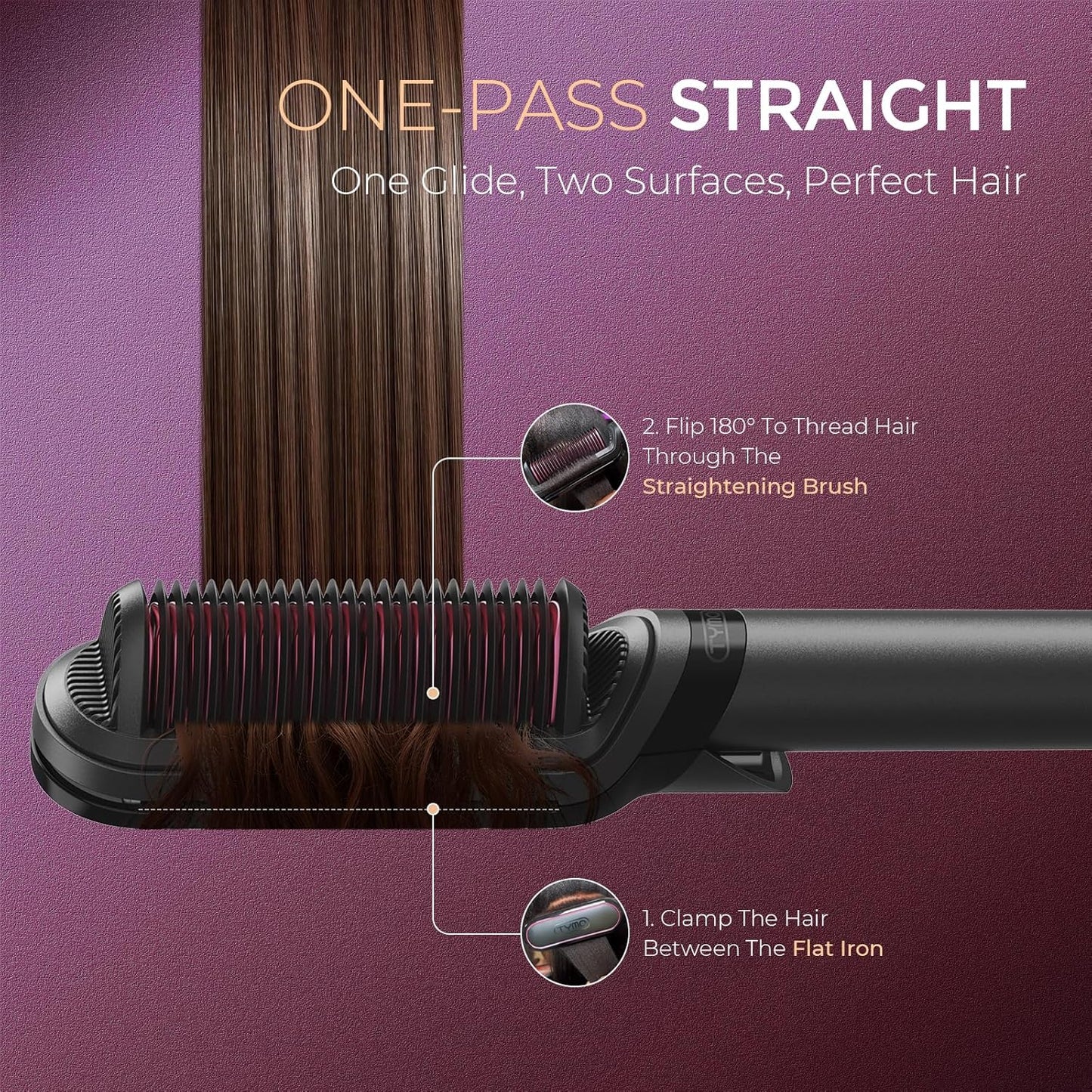 BeautyBandar™ 2-in-1 Ionic Hair Straightening Brush