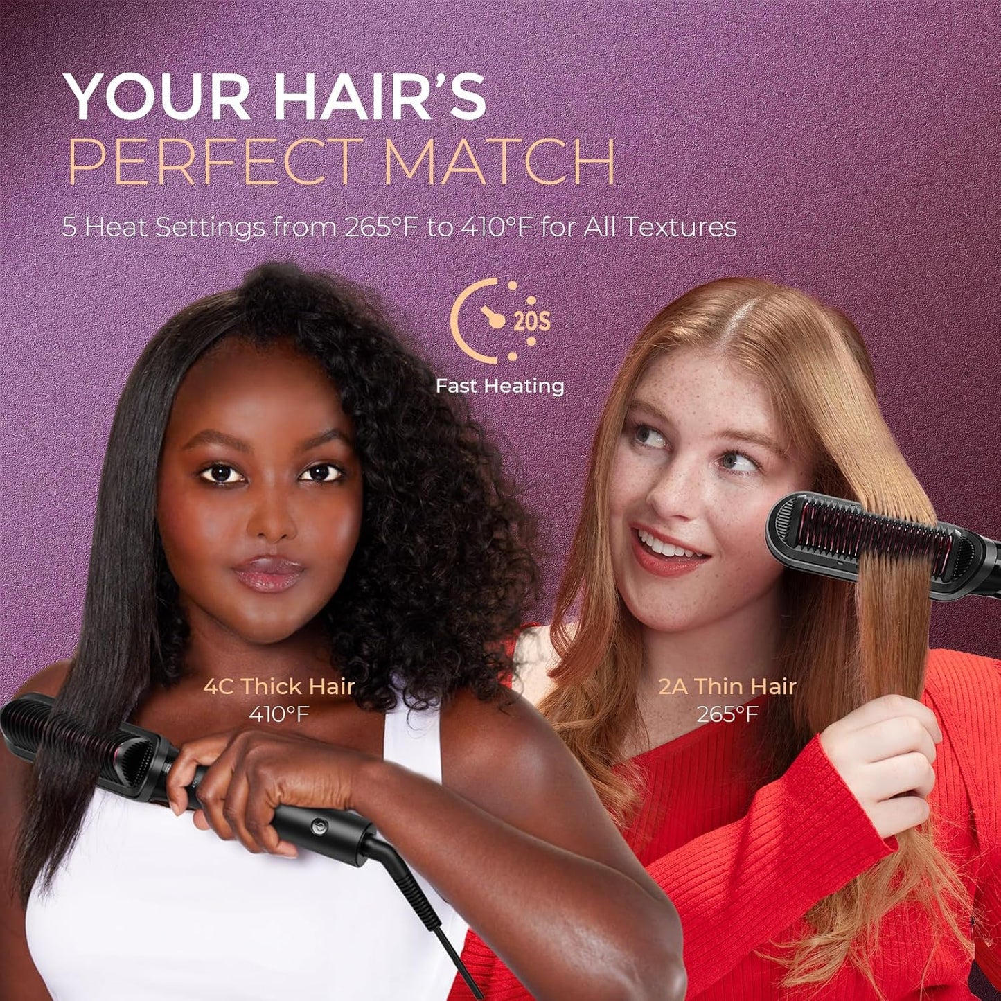 BeautyBandar™ 2-in-1 Ionic Hair Straightening Brush